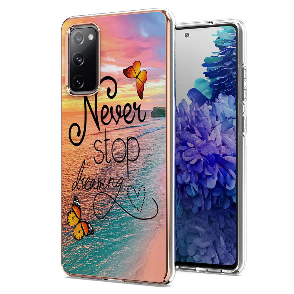 A Series Soft Electroplating TPU Bumper Frame Shockproof Back Cover for Samsung Galaxy S20 FE 2022/S20 FE 4G/S20 FE 5G/S20 Lite - Never Stop Dreaming