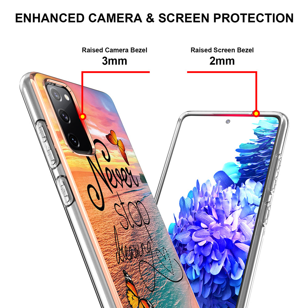 A Series Soft Electroplating TPU Bumper Frame Shockproof Back Cover for Samsung Galaxy S20 FE 2022/S20 FE 4G/S20 FE 5G/S20 Lite - Never Stop Dreaming