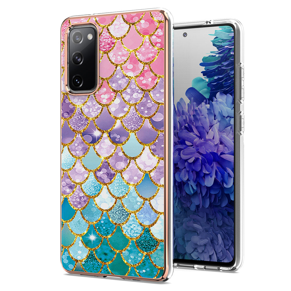 A Series Soft Electroplating TPU Bumper Frame Shockproof Back Cover for Samsung Galaxy S20 FE 2022/S20 FE 4G/S20 FE 5G/S20 Lite - Colorful Scales