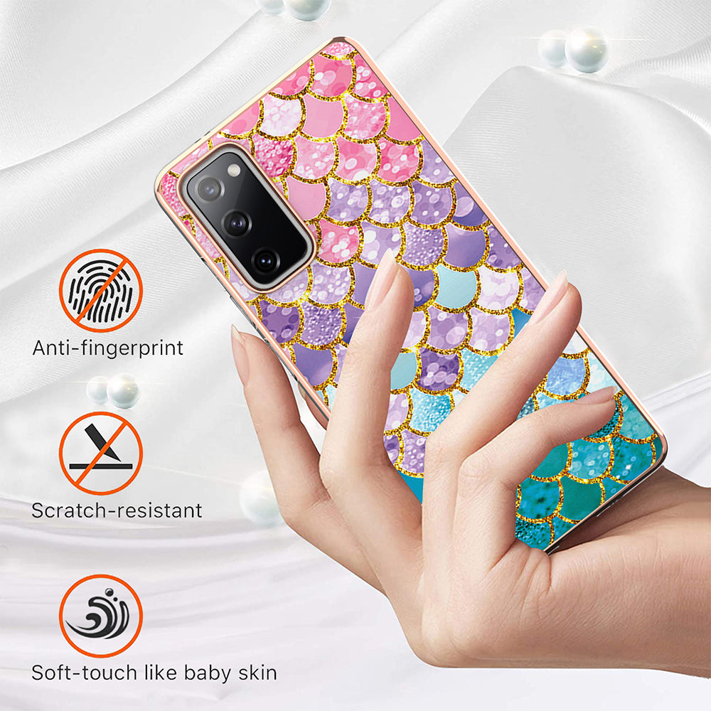 A Series Soft Electroplating TPU Bumper Frame Shockproof Back Cover for Samsung Galaxy S20 FE 2022/S20 FE 4G/S20 FE 5G/S20 Lite - Colorful Scales