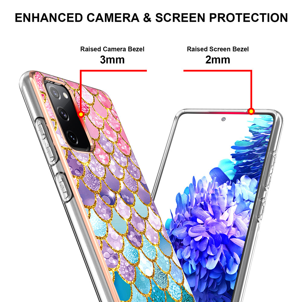 A Series Soft Electroplating TPU Bumper Frame Shockproof Back Cover for Samsung Galaxy S20 FE 2022/S20 FE 4G/S20 FE 5G/S20 Lite - Colorful Scales