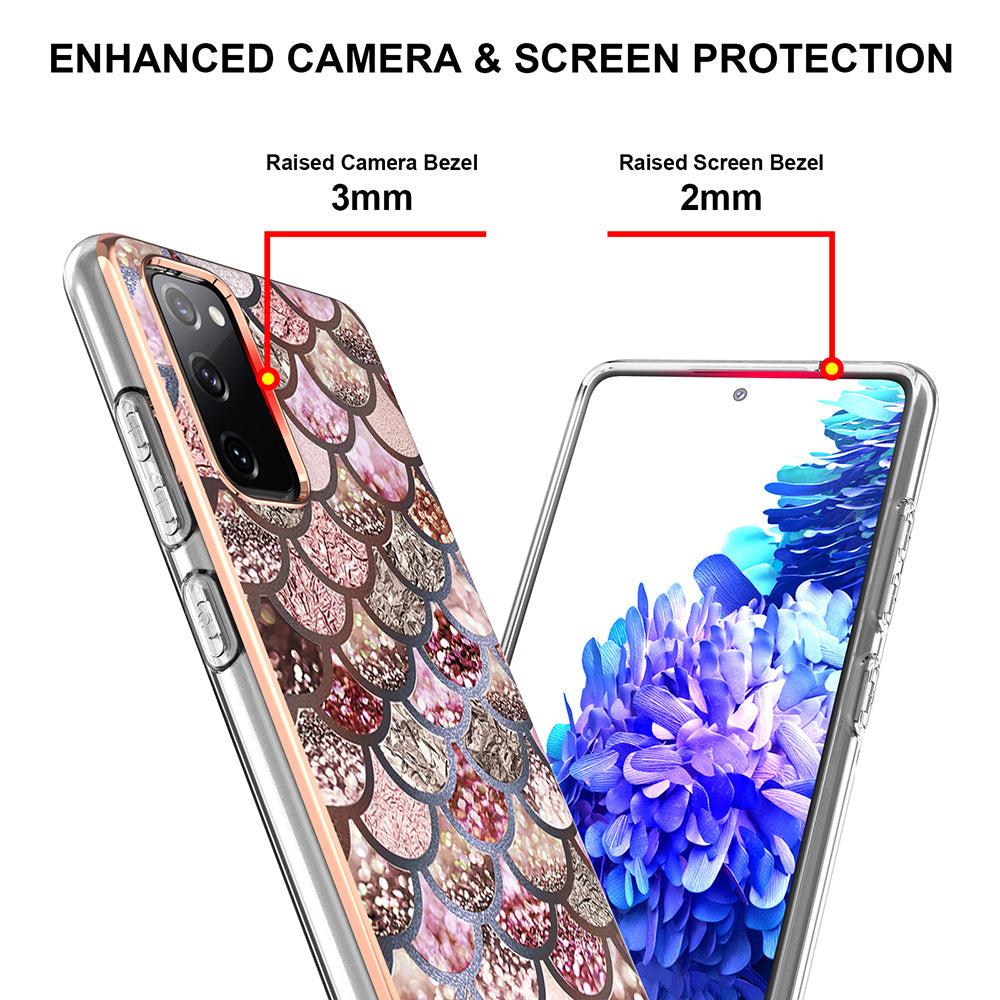 A Series Soft Electroplating TPU Bumper Frame Shockproof Back Cover for Samsung Galaxy S20 FE 2022/S20 FE 4G/S20 FE 5G/S20 Lite - Pink Scales