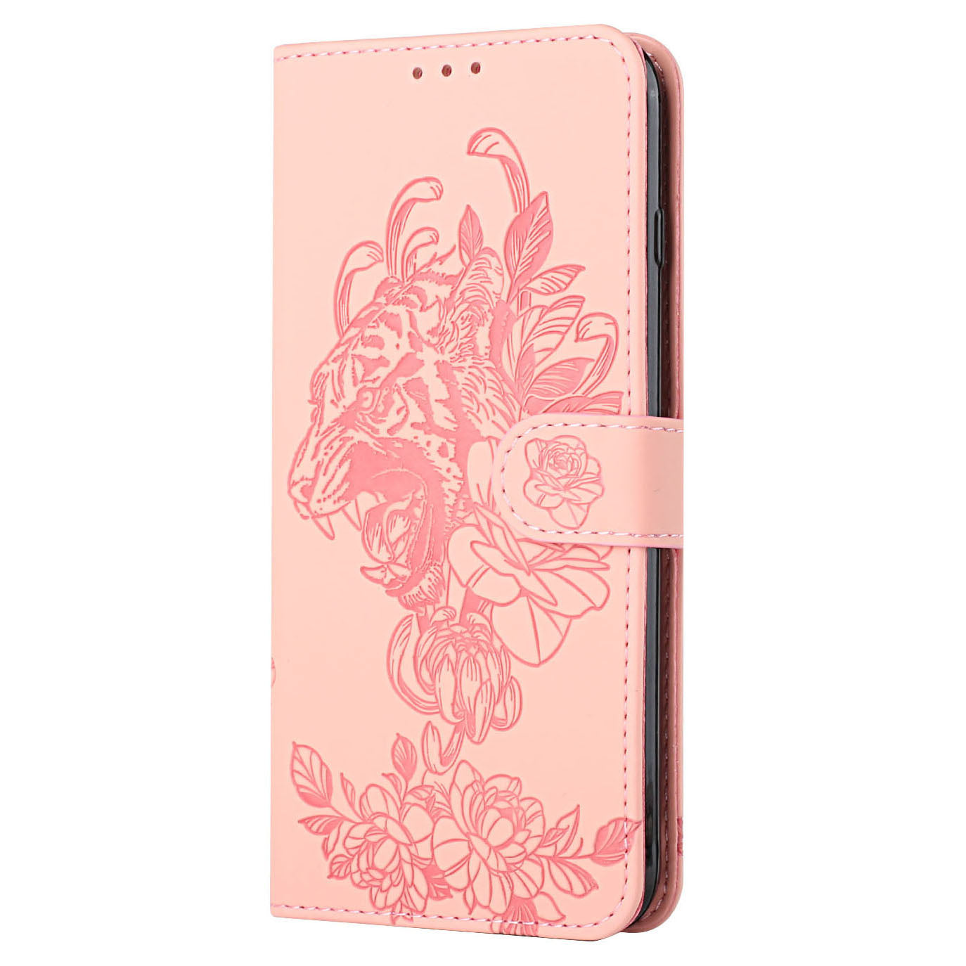 Leather Wallet Stand Case with Tiger Head Pattern Imprinting for Samsung Galaxy S20 Plus 4G/5G - Pink