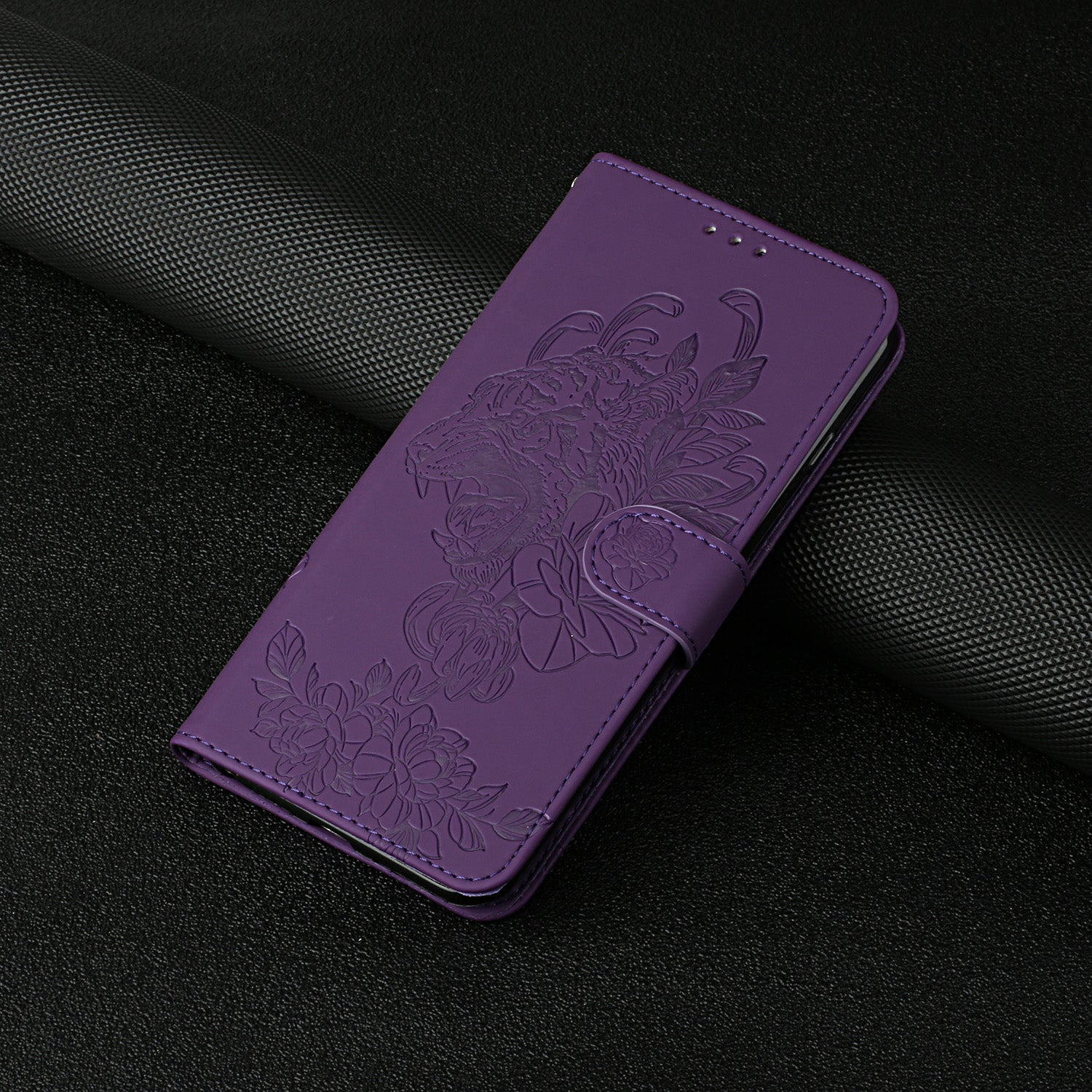 Leather Wallet Stand Case with Tiger Head Pattern Imprinting for Samsung Galaxy S20 Plus 4G/5G - Purple