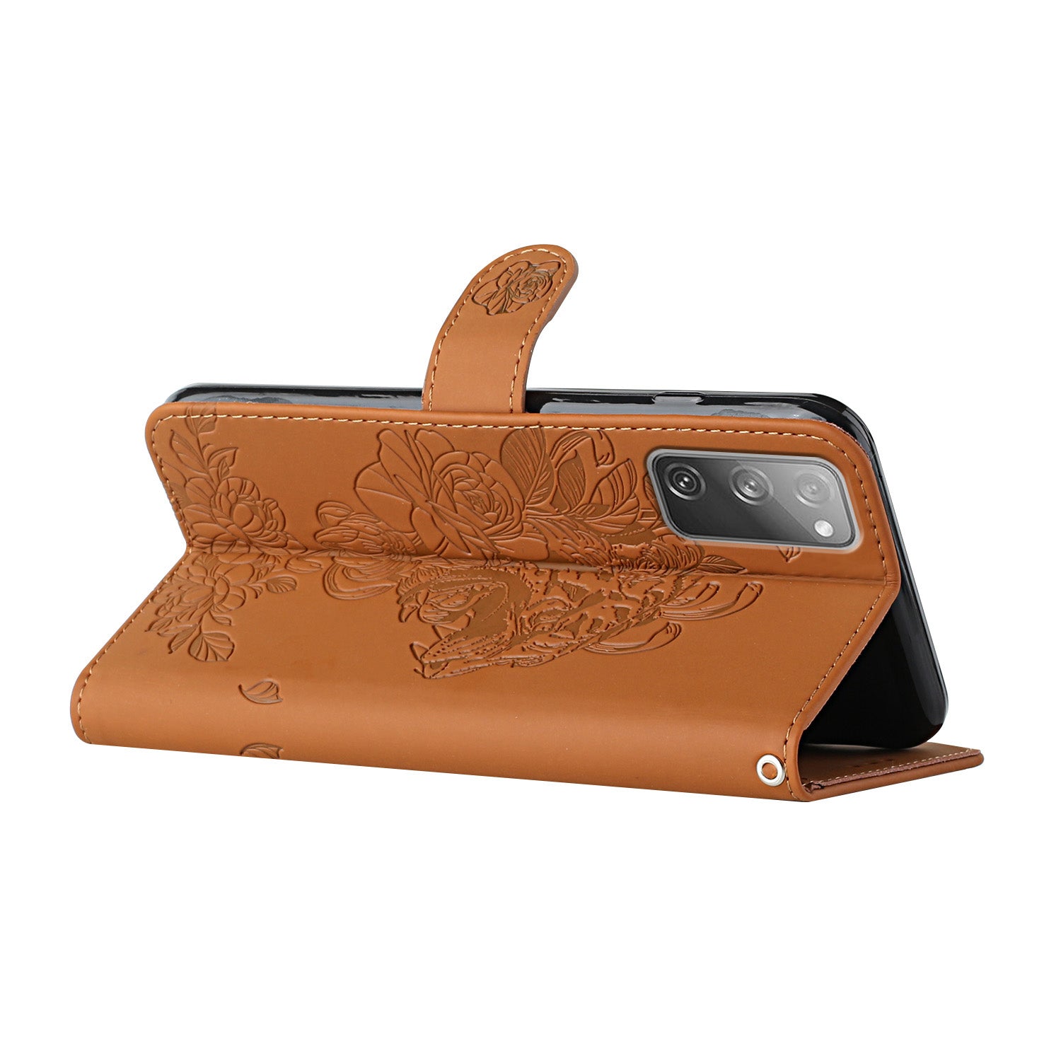 Wallet Stand Design Tiger Head Pattern Imprinting Leather Case for Samsung Galaxy S20 FE 2022/S20 FE 4G/S20 FE 5G/S20 Lite - Brown