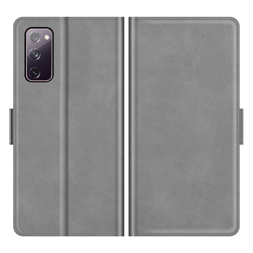 PU Leather Phone Wallet Stand Case Shell with Dual Magnetic Clasp Closure for Samsung Galaxy S20 FE 2022/S20 FE 4G/S20 FE 5G/S20 Lite - Grey