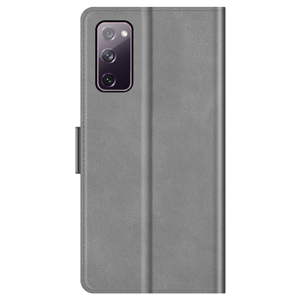 PU Leather Phone Wallet Stand Case Shell with Dual Magnetic Clasp Closure for Samsung Galaxy S20 FE 2022/S20 FE 4G/S20 FE 5G/S20 Lite - Grey