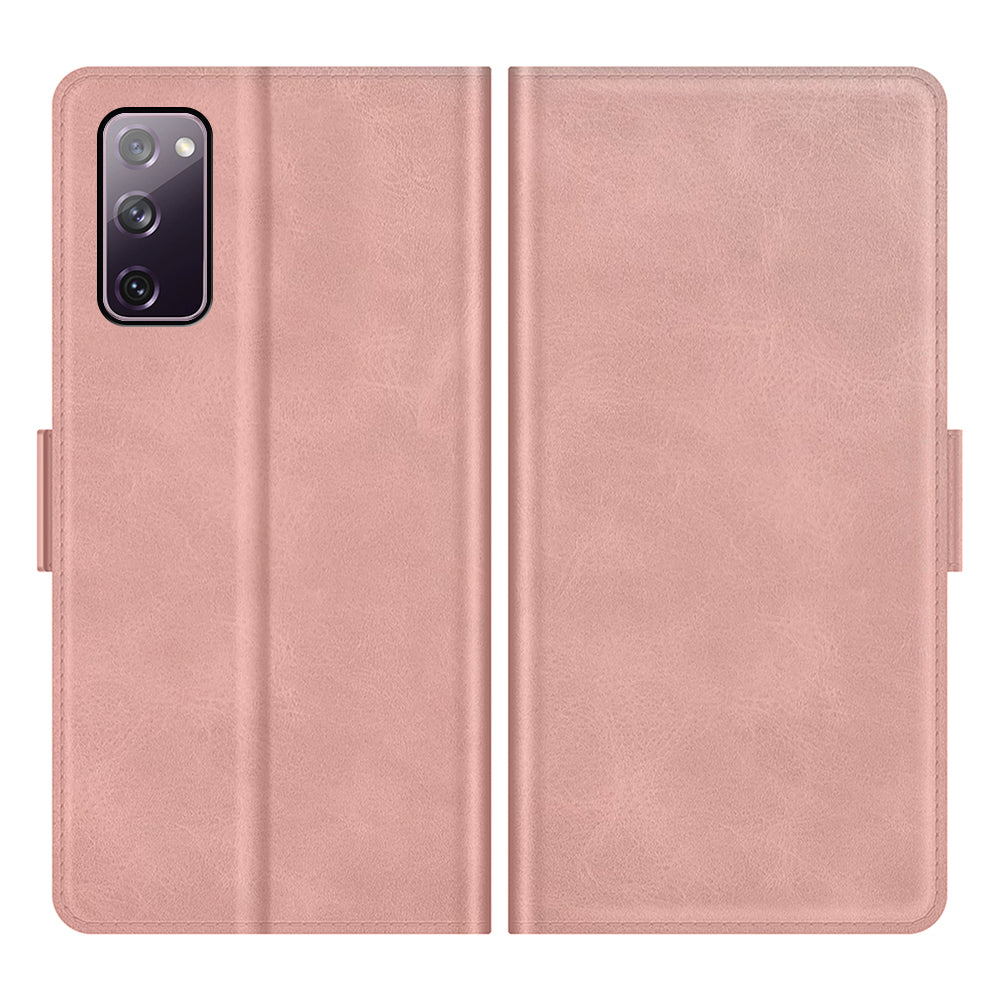 PU Leather Phone Wallet Stand Case Shell with Dual Magnetic Clasp Closure for Samsung Galaxy S20 FE 2022/S20 FE 4G/S20 FE 5G/S20 Lite - Rose Gold