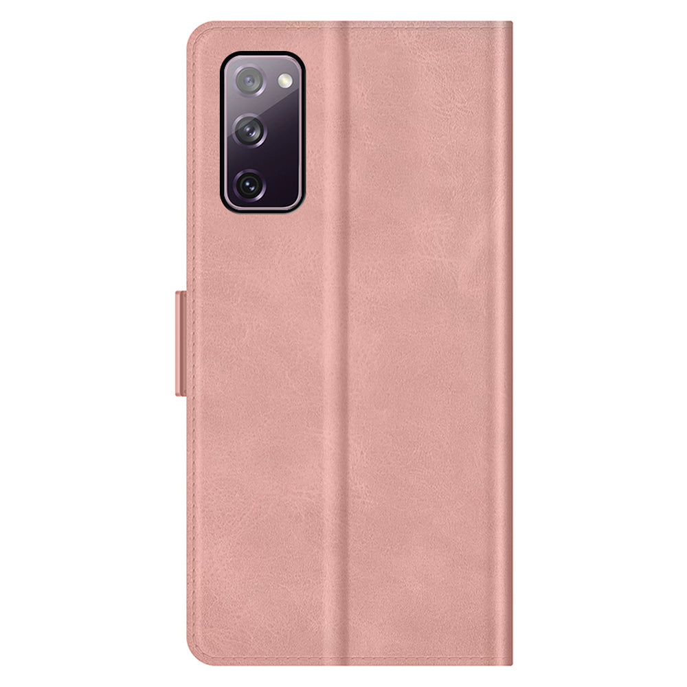 PU Leather Phone Wallet Stand Case Shell with Dual Magnetic Clasp Closure for Samsung Galaxy S20 FE 2022/S20 FE 4G/S20 FE 5G/S20 Lite - Rose Gold