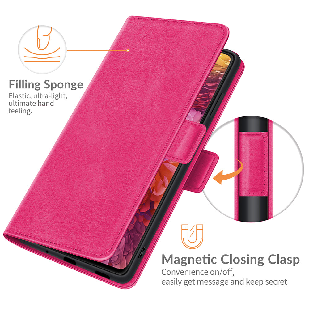 PU Leather Phone Wallet Stand Case Shell with Dual Magnetic Clasp Closure for Samsung Galaxy S20 FE 2022/S20 FE 4G/S20 FE 5G/S20 Lite - Rose