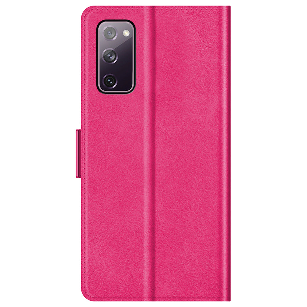 PU Leather Phone Wallet Stand Case Shell with Dual Magnetic Clasp Closure for Samsung Galaxy S20 FE 2022/S20 FE 4G/S20 FE 5G/S20 Lite - Rose