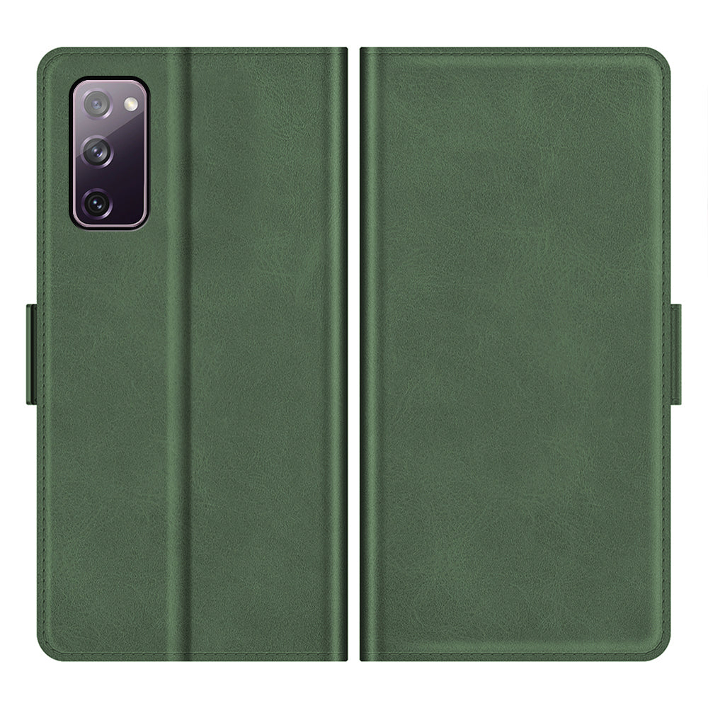 PU Leather Phone Wallet Stand Case Shell with Dual Magnetic Clasp Closure for Samsung Galaxy S20 FE 2022/S20 FE 4G/S20 FE 5G/S20 Lite - Blackish Green