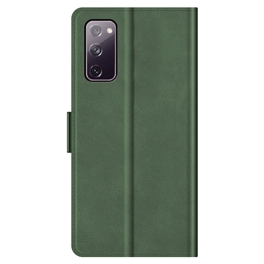 PU Leather Phone Wallet Stand Case Shell with Dual Magnetic Clasp Closure for Samsung Galaxy S20 FE 2022/S20 FE 4G/S20 FE 5G/S20 Lite - Blackish Green