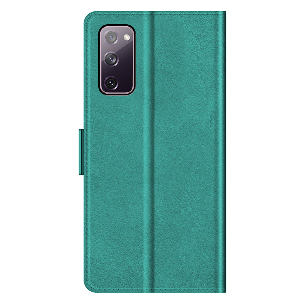 PU Leather Phone Wallet Stand Case Shell with Dual Magnetic Clasp Closure for Samsung Galaxy S20 FE 2022/S20 FE 4G/S20 FE 5G/S20 Lite - Cyan