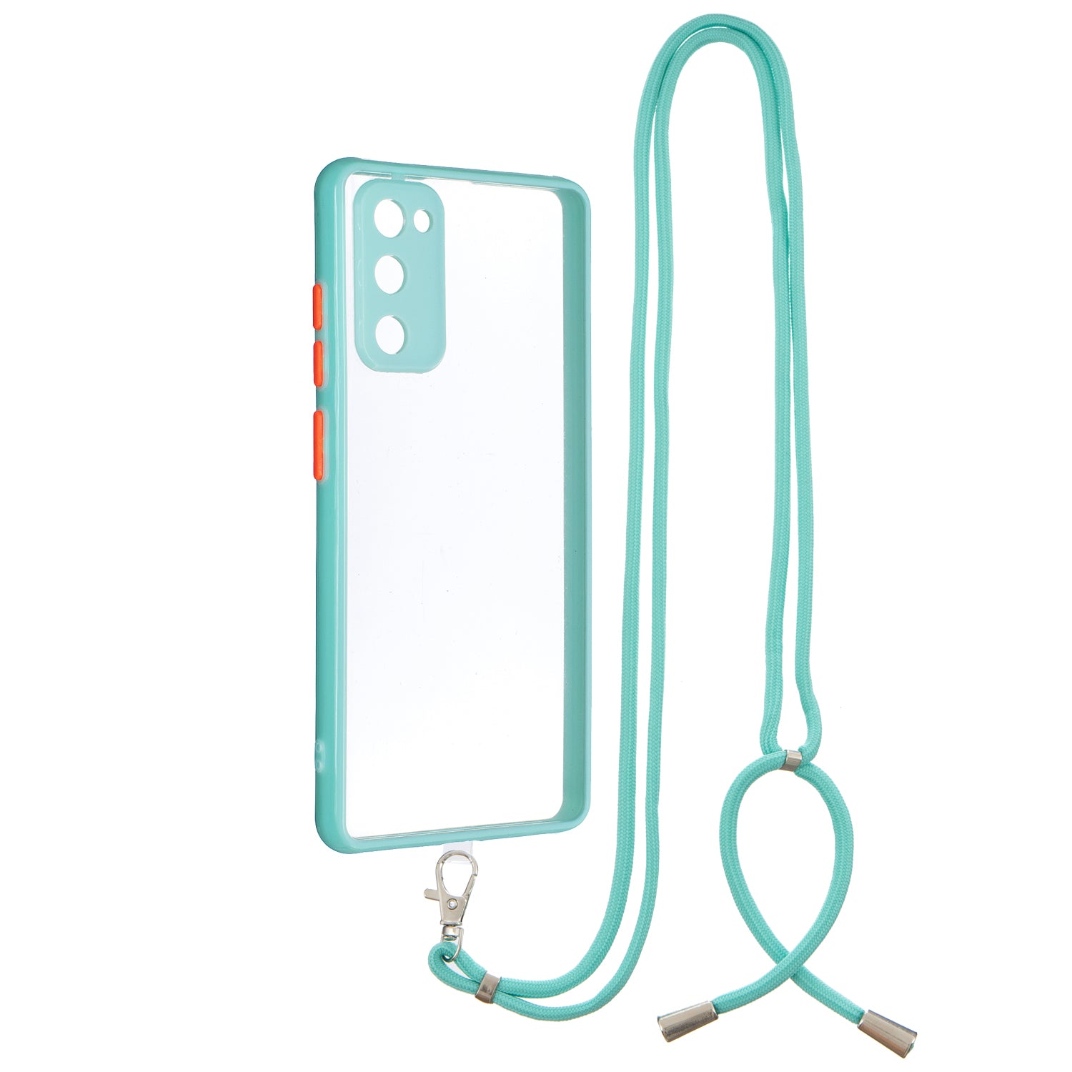 Transparent TPU + Acrylic Back Phone Cover Shell with Lanyard for Samsung Galaxy S20 FE 2022/S20 FE 4G/S20 FE 5G/S20 Lite - Green