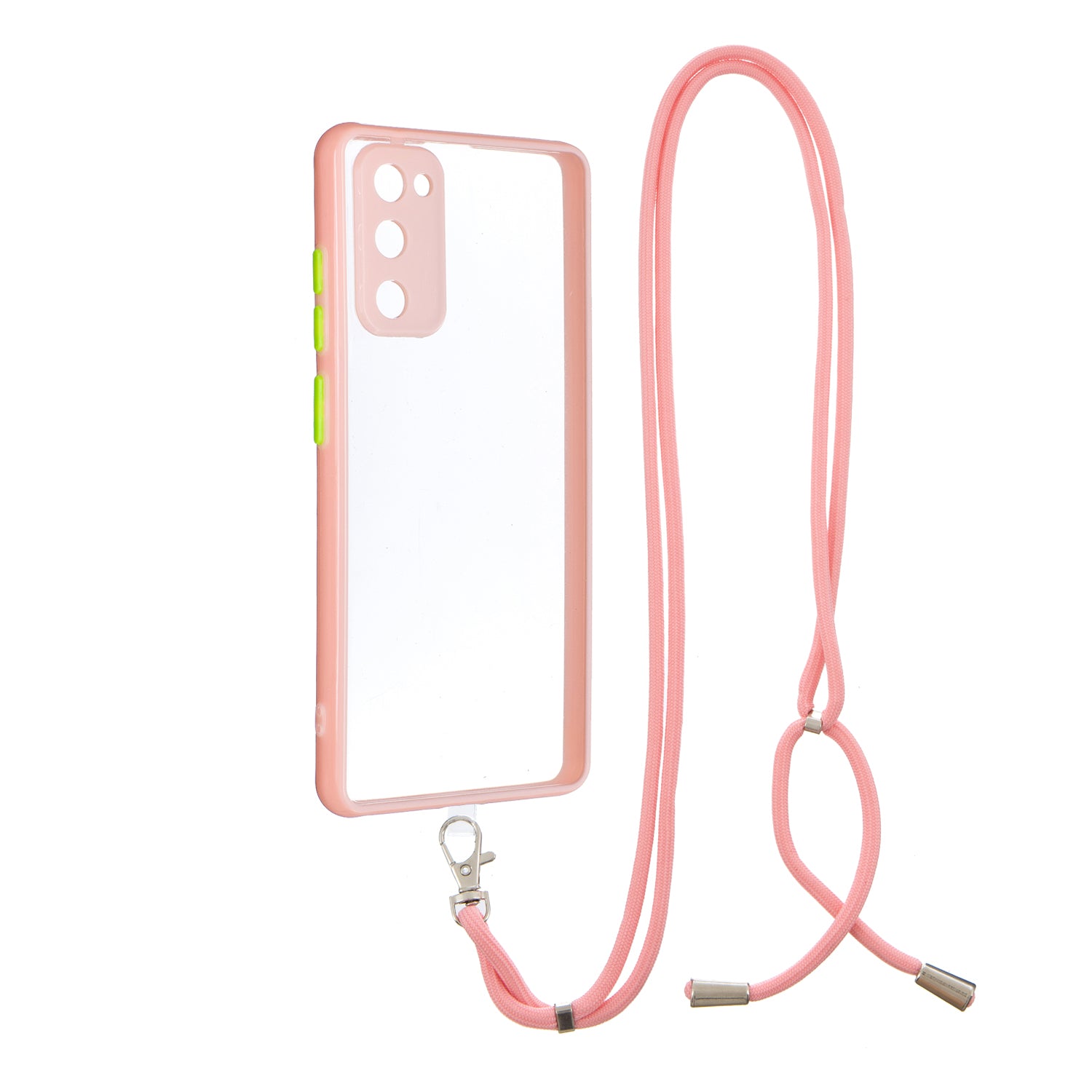 Transparent TPU + Acrylic Back Phone Cover Shell with Lanyard for Samsung Galaxy S20 FE 2022/S20 FE 4G/S20 FE 5G/S20 Lite - Pink