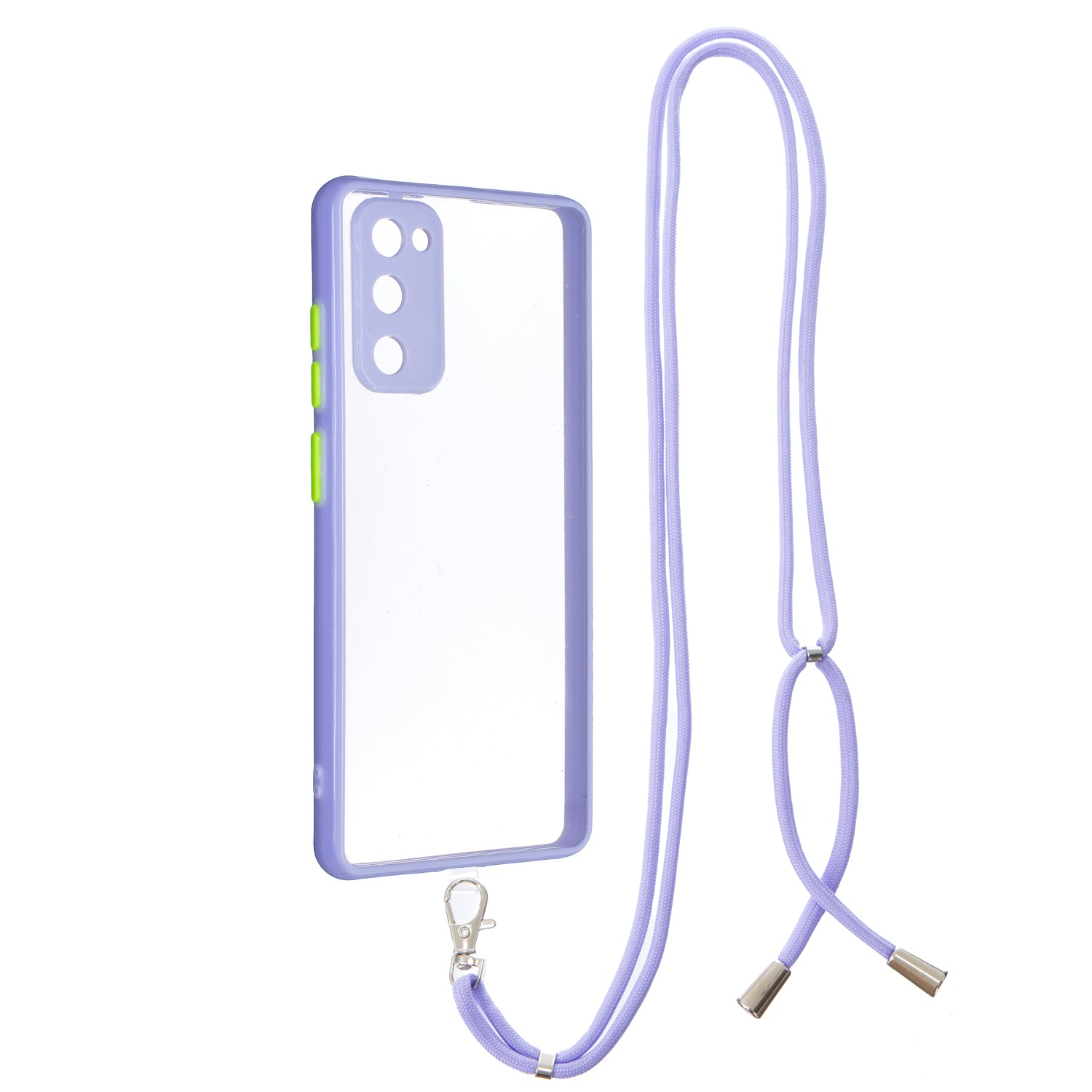 Transparent TPU + Acrylic Back Phone Cover Shell with Lanyard for Samsung Galaxy S20 FE 2022/S20 FE 4G/S20 FE 5G/S20 Lite - Purple