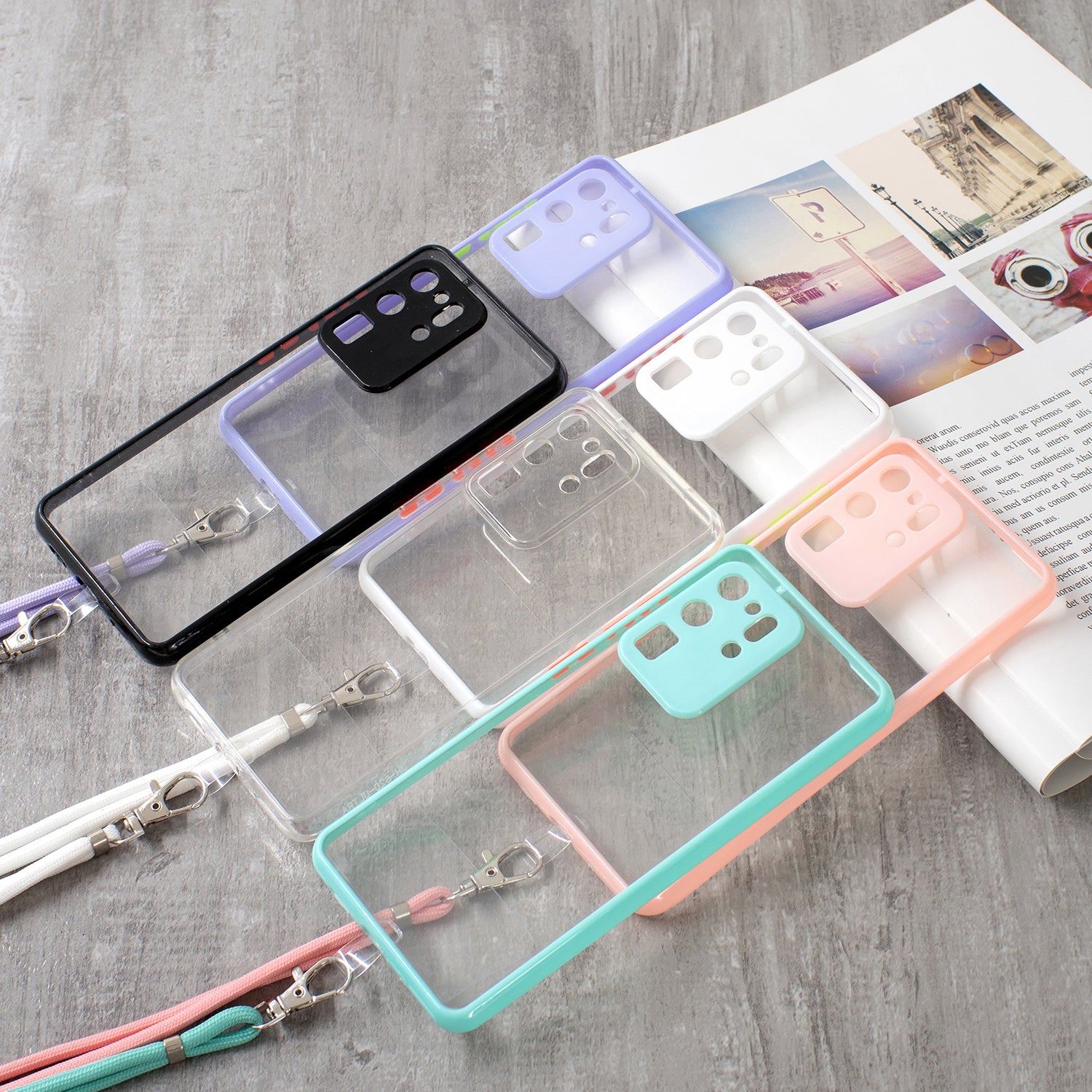 Transparent TPU + Acrylic Combo Back Phone Cover Shell with Lanyard for Samsung Galaxy S20 Ultra 4G/5G - White