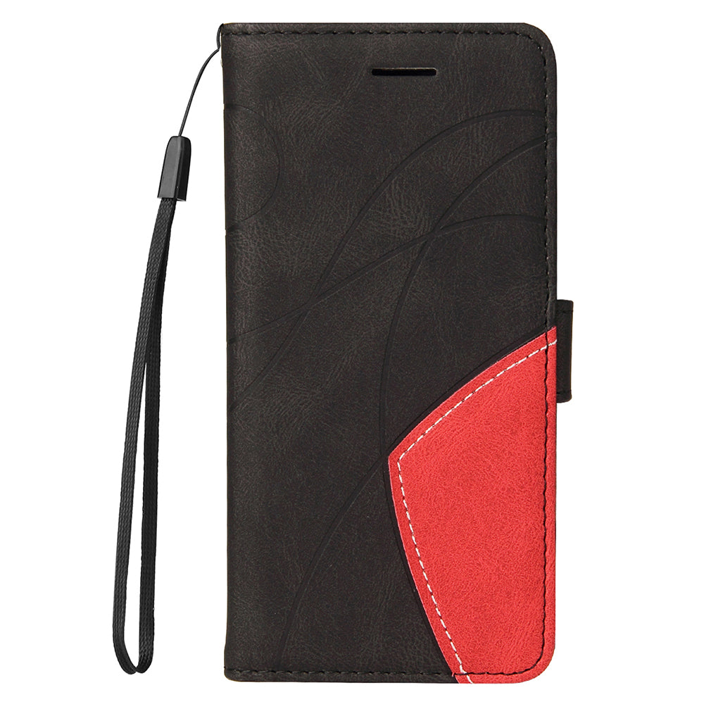 KT Leather Series-1 Wallet Bi-color Splicing Style Leather Phone Cover with Handy Strap for Samsung Galaxy S20 4G/S20 5G - Black