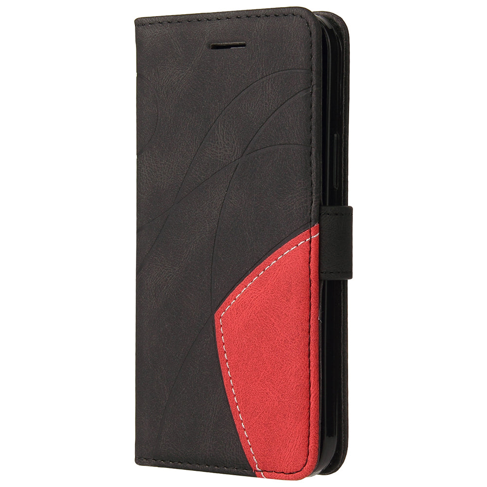 KT Leather Series-1 Wallet Bi-color Splicing Style Leather Phone Cover with Handy Strap for Samsung Galaxy S20 4G/S20 5G - Black