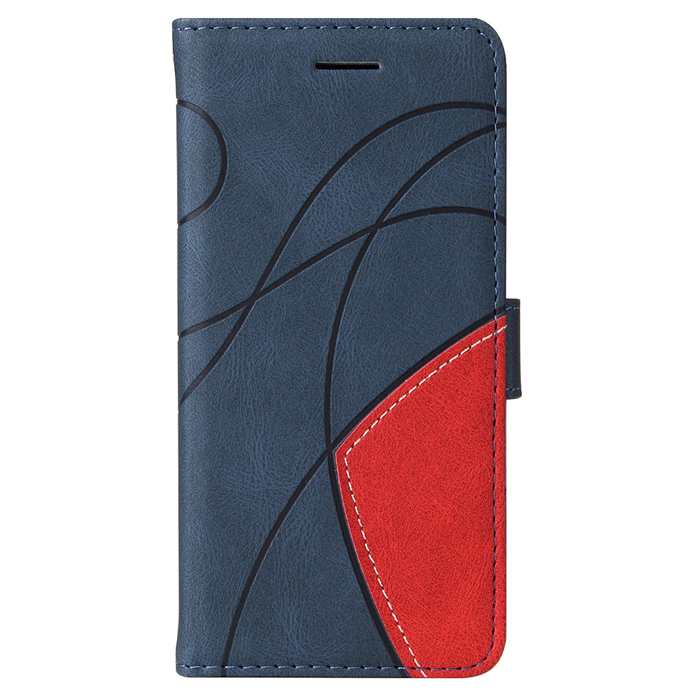 KT Leather Series-1 Wallet Bi-color Splicing Style Leather Phone Cover with Handy Strap for Samsung Galaxy S20 4G/S20 5G - Blue