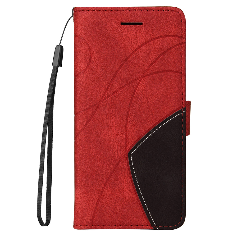 KT Leather Series-1 Wallet Bi-color Splicing Style Leather Phone Cover with Handy Strap for Samsung Galaxy S20 4G/S20 5G - Red