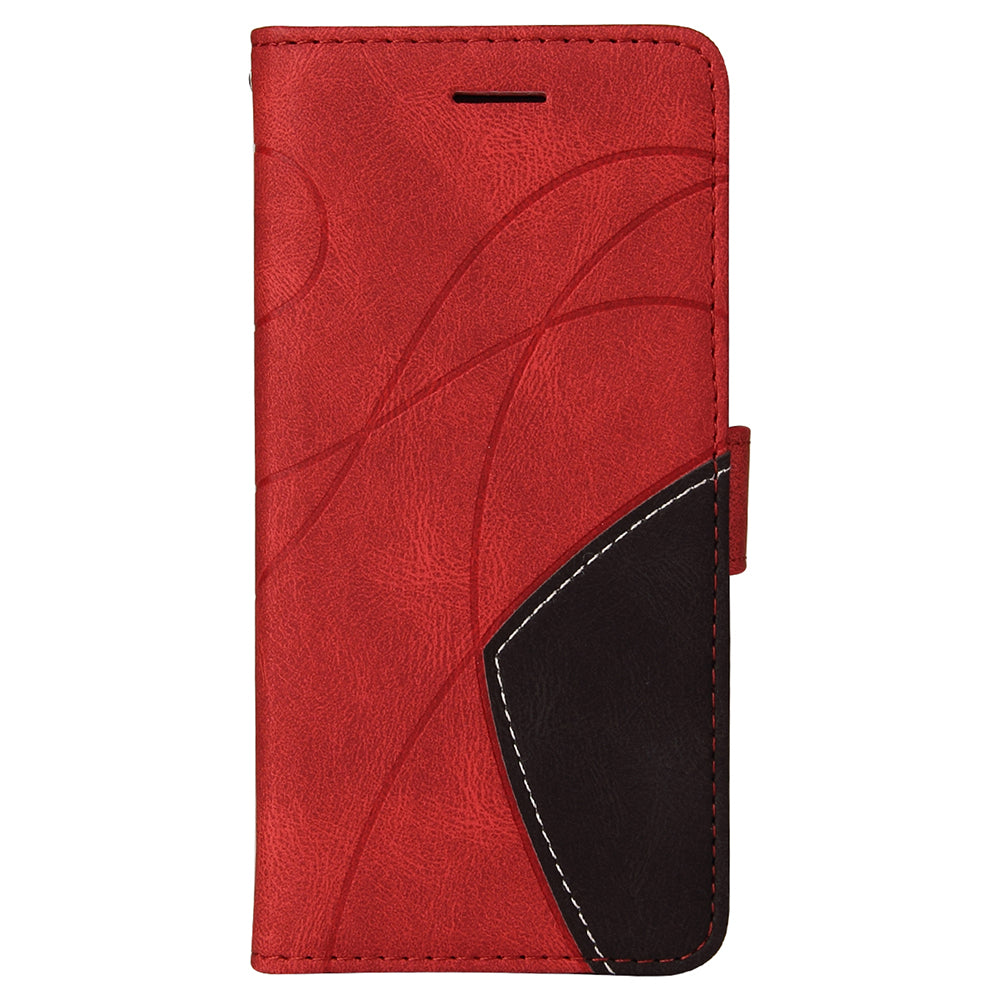 KT Leather Series-1 Wallet Bi-color Splicing Style Leather Phone Cover with Handy Strap for Samsung Galaxy S20 4G/S20 5G - Red