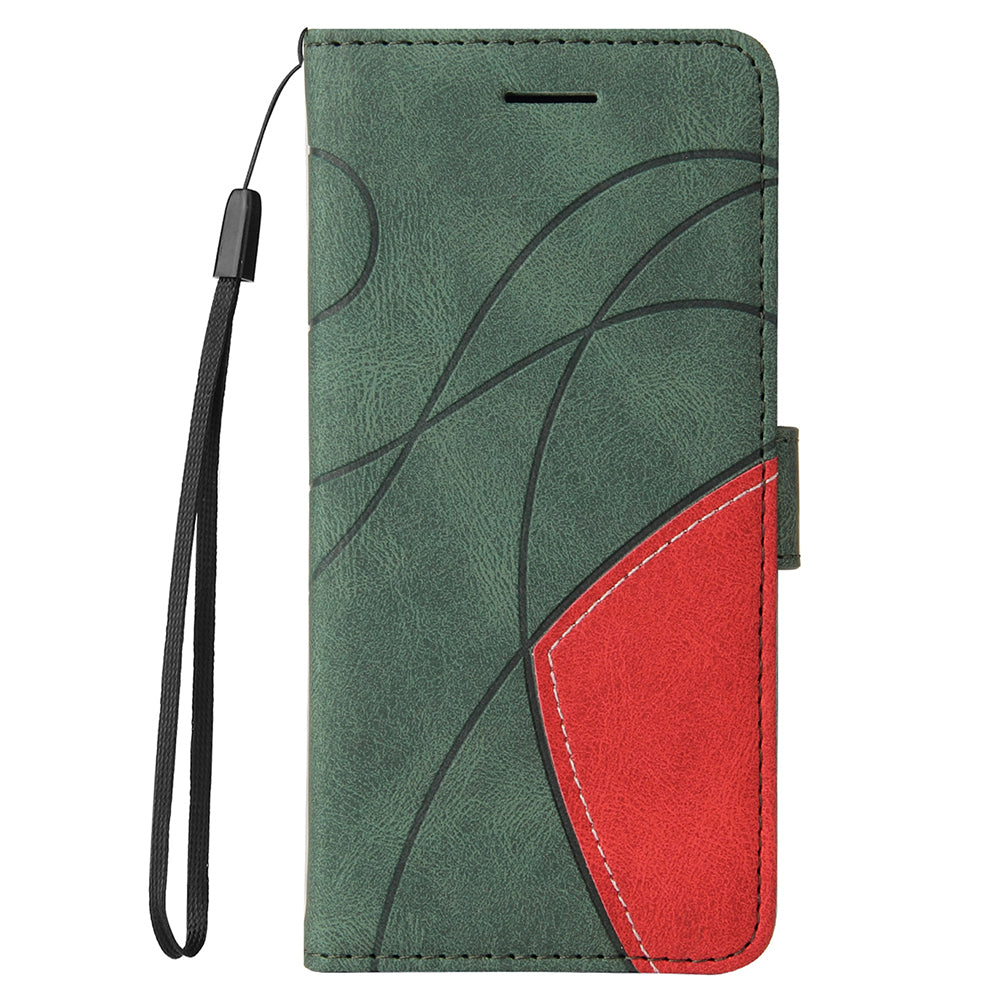 KT Leather Series-1 Wallet Bi-color Splicing Style Leather Phone Cover with Handy Strap for Samsung Galaxy S20 4G/S20 5G - Green