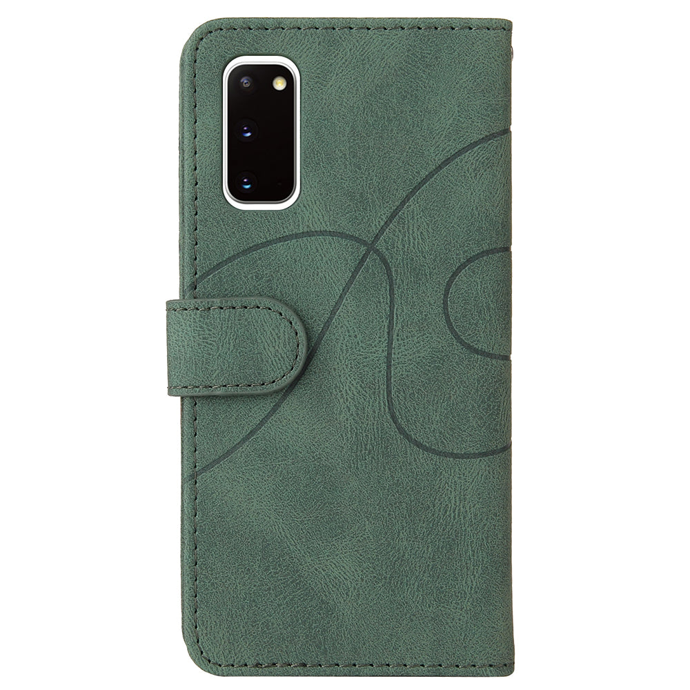 KT Leather Series-1 Wallet Bi-color Splicing Style Leather Phone Cover with Handy Strap for Samsung Galaxy S20 4G/S20 5G - Green