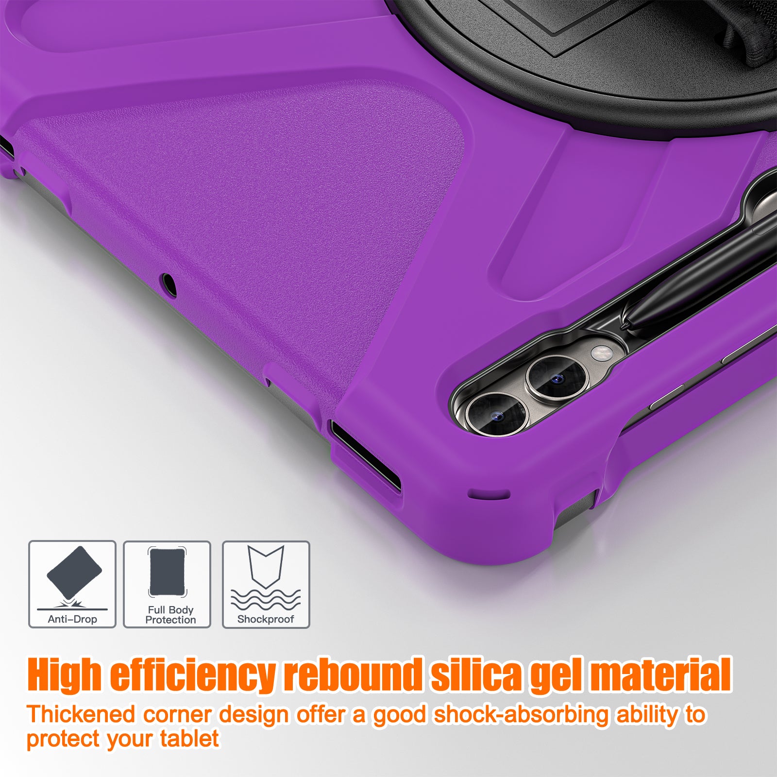 Case for Samsung Galaxy Tab S9 FE+ / S9+ / S8+ / S7+ / S7 FE T730 T735 T736B T736N Tablet Cover with Shoulder Strap - Purple