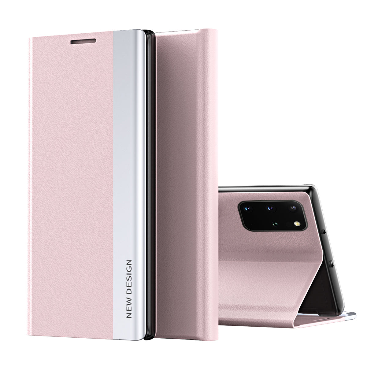 Magnetic Auto-absorbed Stand Leather Phone Case for Samsung Galaxy S20 Plus - Pink