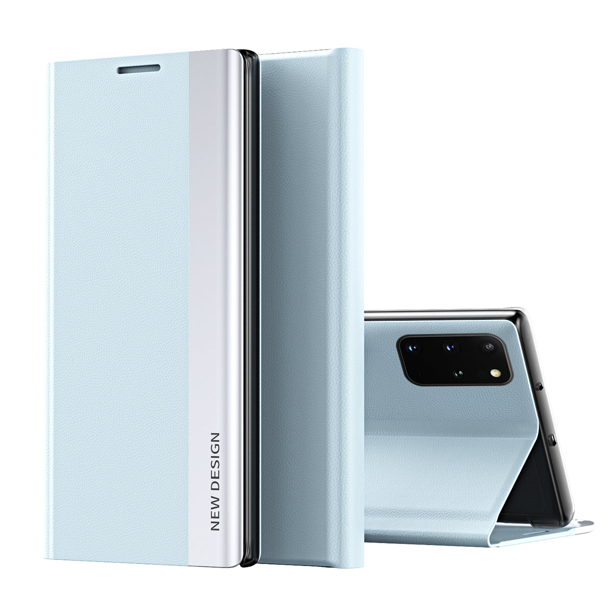 Magnetic Auto-absorbed Stand Leather Phone Case for Samsung Galaxy S20 Plus - Baby Blue