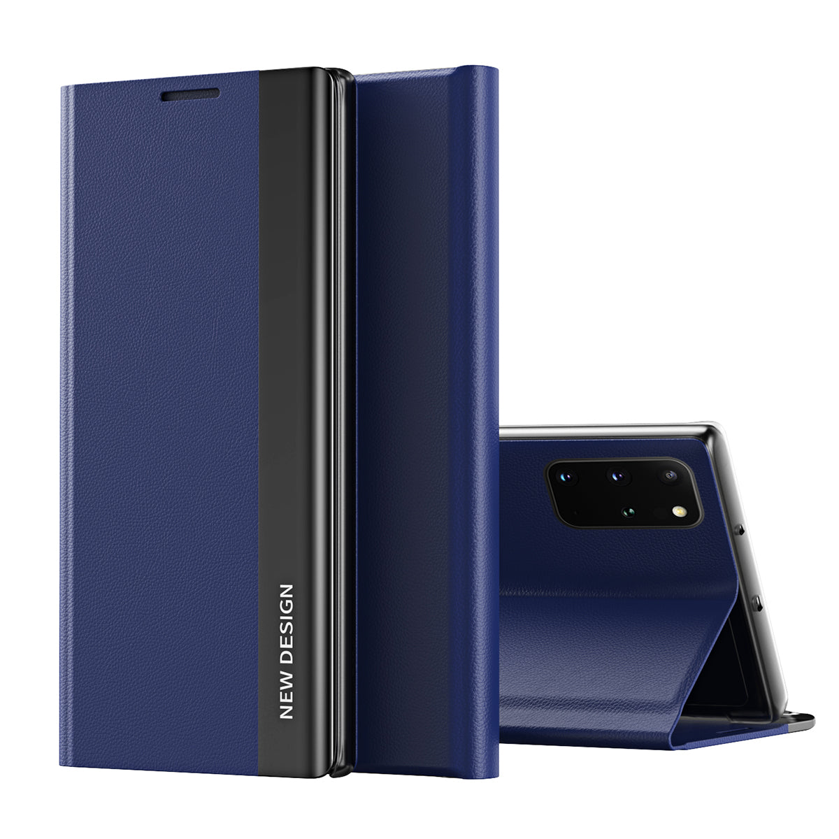 Magnetic Auto-absorbed Stand Leather Phone Case for Samsung Galaxy S20 Plus - Dark Blue