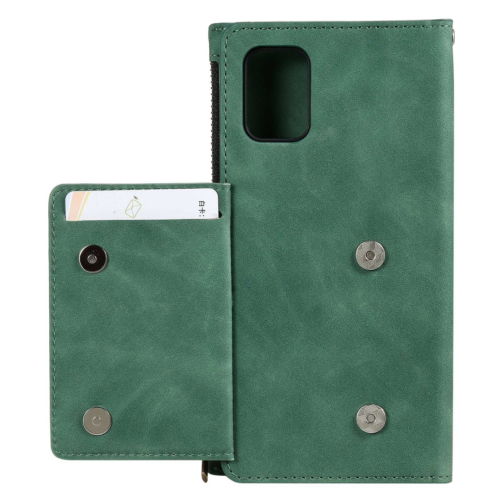 PU Leather Cellphone Protective Case Cover with Multifunctional Zipper Wallet and Kickstand for Samsung Galaxy S20 4G/S20 5G - Green