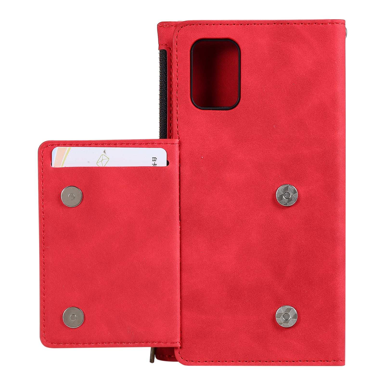 Shockproof PU Leather Zipper Pocket Flip Kickstand Wallet Case with Wrist Strap for Samsung Galaxy S20 FE 2022/S20 FE 4G/S20 FE 5G/S20 Lite - Red