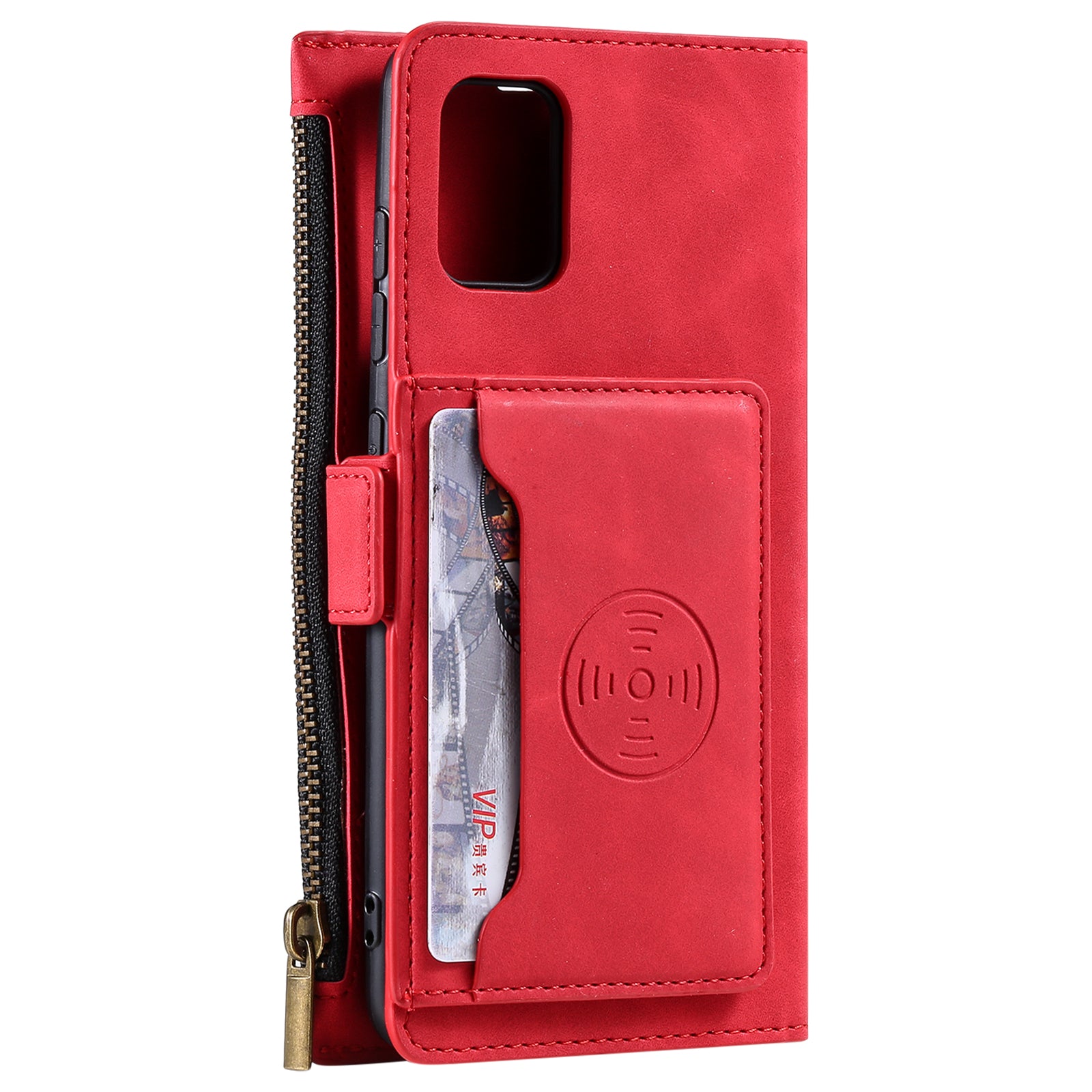 Shockproof PU Leather Zipper Pocket Flip Kickstand Wallet Case with Wrist Strap for Samsung Galaxy S20 FE 2022/S20 FE 4G/S20 FE 5G/S20 Lite - Red