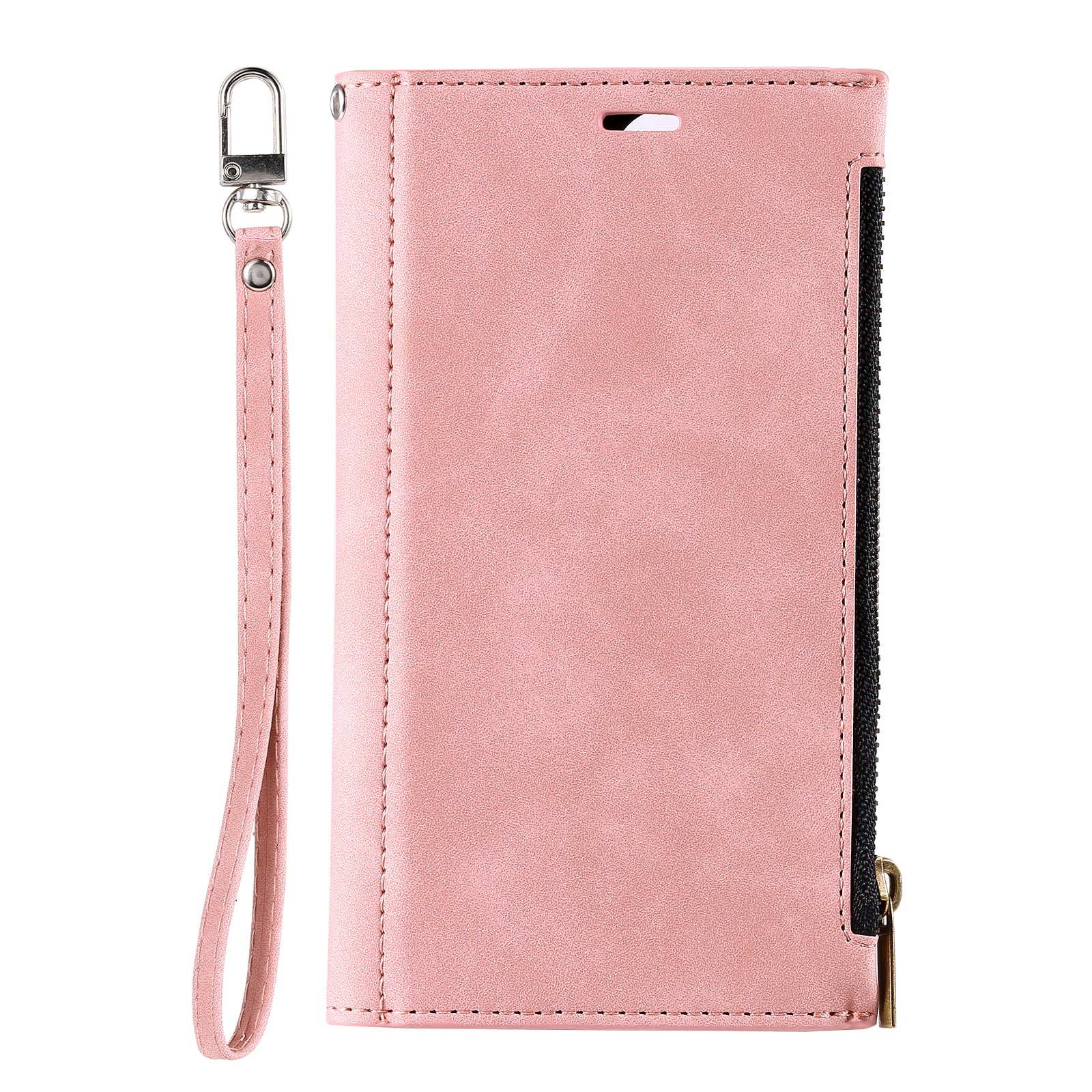 Shockproof PU Leather Zipper Pocket Flip Kickstand Wallet Case with Wrist Strap for Samsung Galaxy S20 FE 2022/S20 FE 4G/S20 FE 5G/S20 Lite - Pink