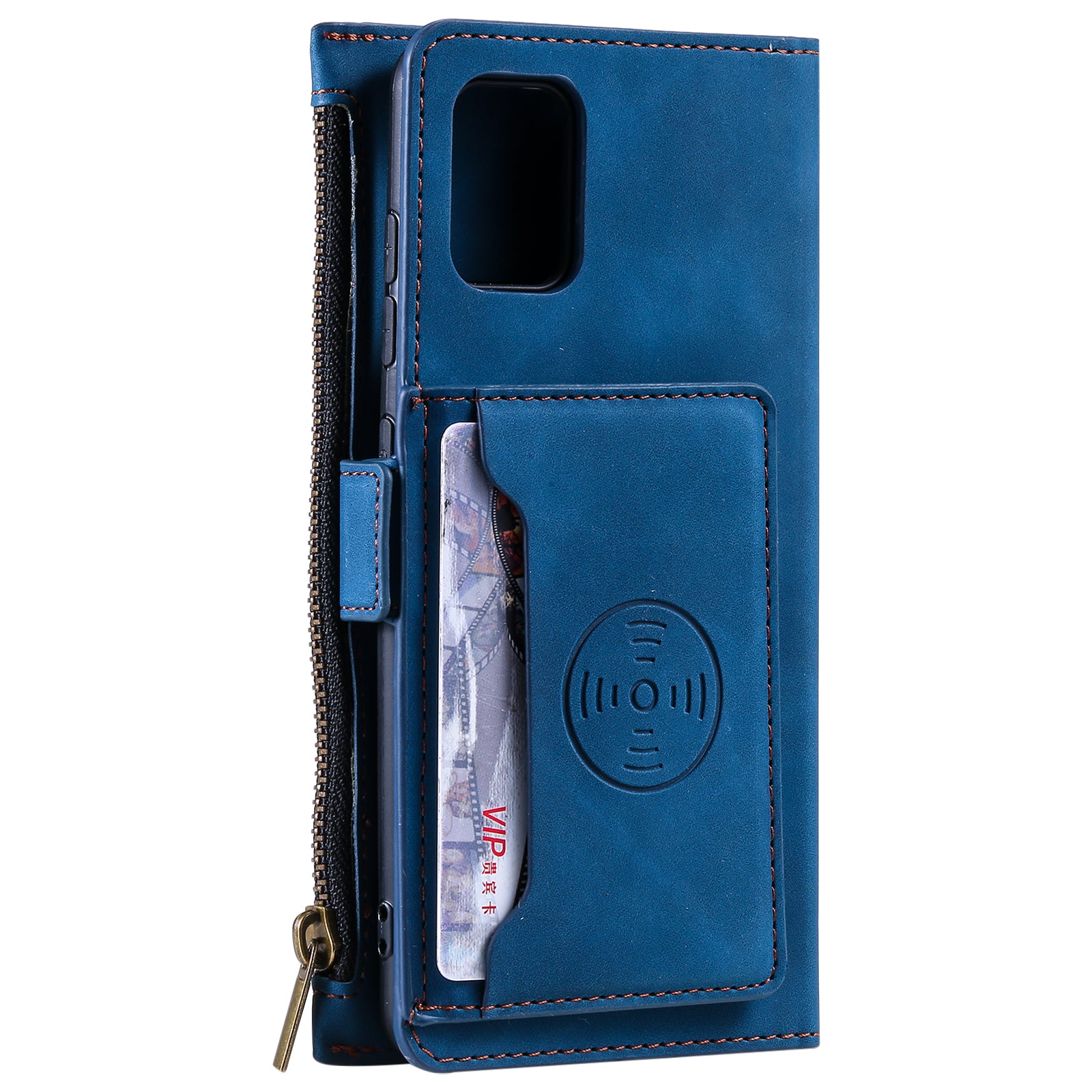 Shockproof PU Leather Zipper Pocket Flip Kickstand Wallet Case with Wrist Strap for Samsung Galaxy S20 FE 2022/S20 FE 4G/S20 FE 5G/S20 Lite - Blue