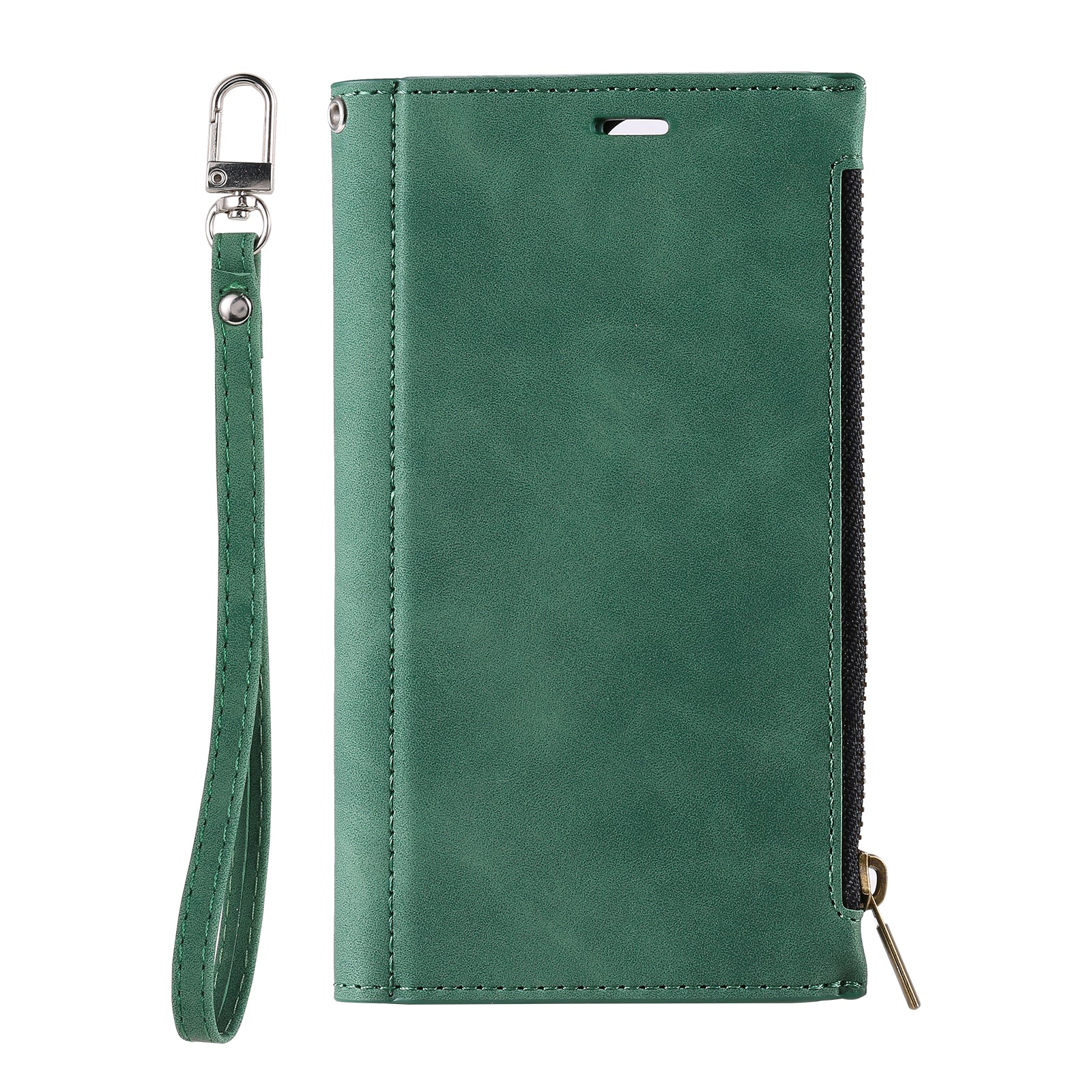 Shockproof PU Leather Zipper Pocket Flip Kickstand Wallet Case with Wrist Strap for Samsung Galaxy S20 FE 2022/S20 FE 4G/S20 FE 5G/S20 Lite - Green