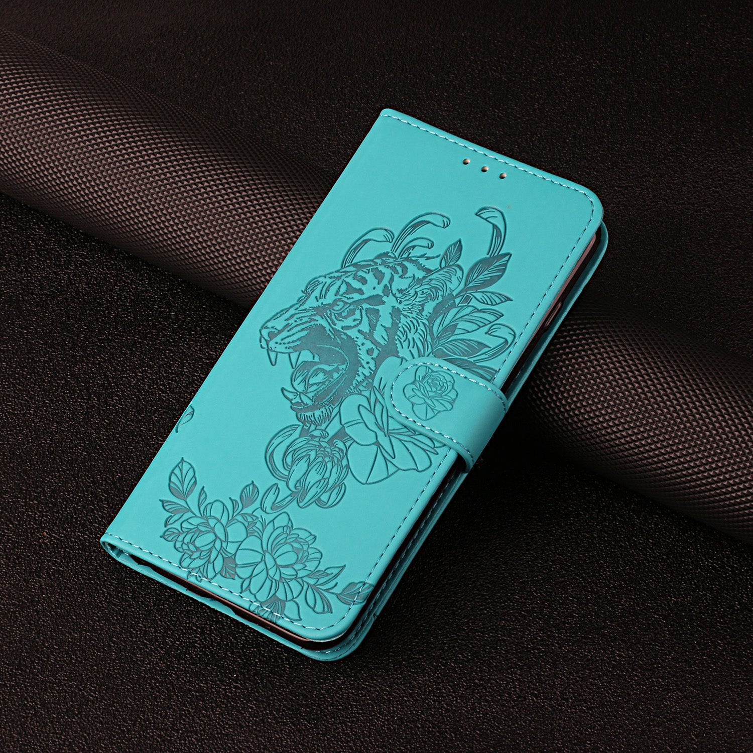 Tiger and Flower Imprint Pattern Leather Protective Phone Cover with Stand for Samsung Galaxy S20 4G/S20 5G - Green