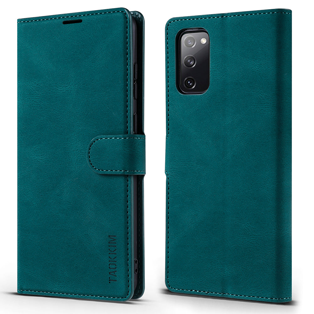 TAOKKIM Protective Leather Wallet Case Mobile Phone Cover with Stand for Samsung Galaxy S20 FE 2022/S20 FE 4G/S20 FE 5G/S20 Lite - Green