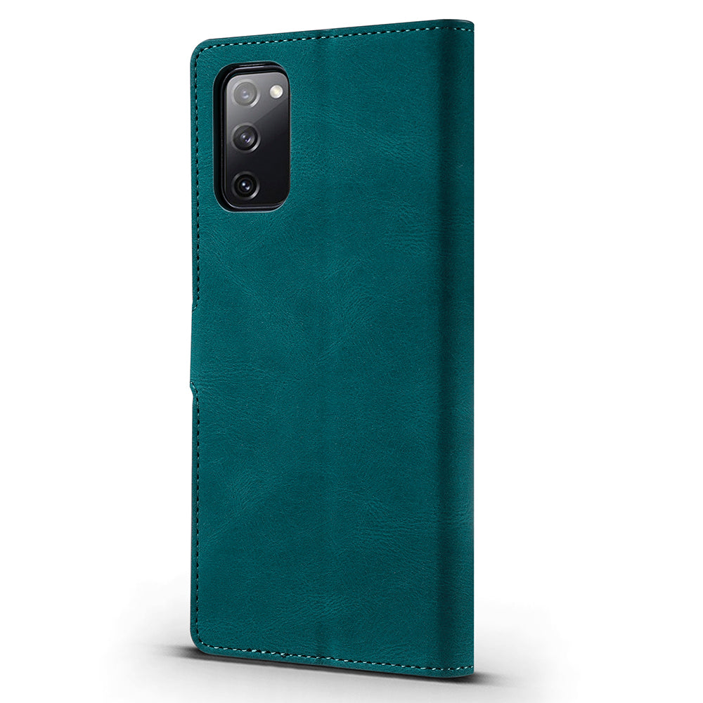 TAOKKIM Protective Leather Wallet Case Mobile Phone Cover with Stand for Samsung Galaxy S20 FE 2022/S20 FE 4G/S20 FE 5G/S20 Lite - Green