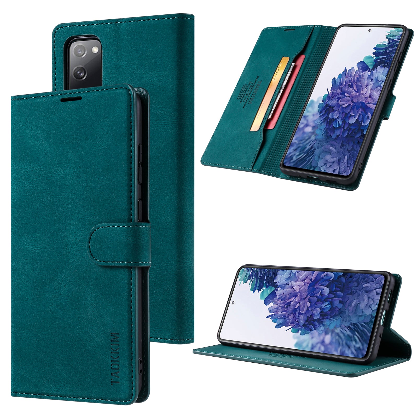 TAOKKIM Protective Leather Wallet Case Mobile Phone Cover with Stand for Samsung Galaxy S20 FE 2022/S20 FE 4G/S20 FE 5G/S20 Lite - Green