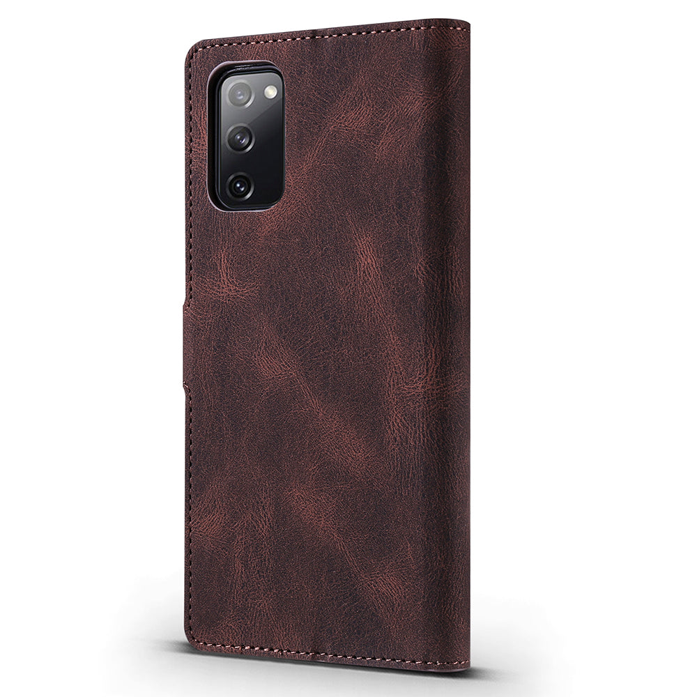 TAOKKIM Protective Leather Wallet Case Mobile Phone Cover with Stand for Samsung Galaxy S20 FE 2022/S20 FE 4G/S20 FE 5G/S20 Lite - Brown