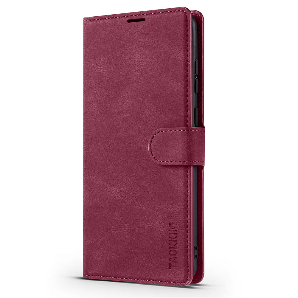 TAOKKIM Protective Leather Wallet Case Mobile Phone Cover with Stand for Samsung Galaxy S20 FE 2022/S20 FE 4G/S20 FE 5G/S20 Lite - Wine Red