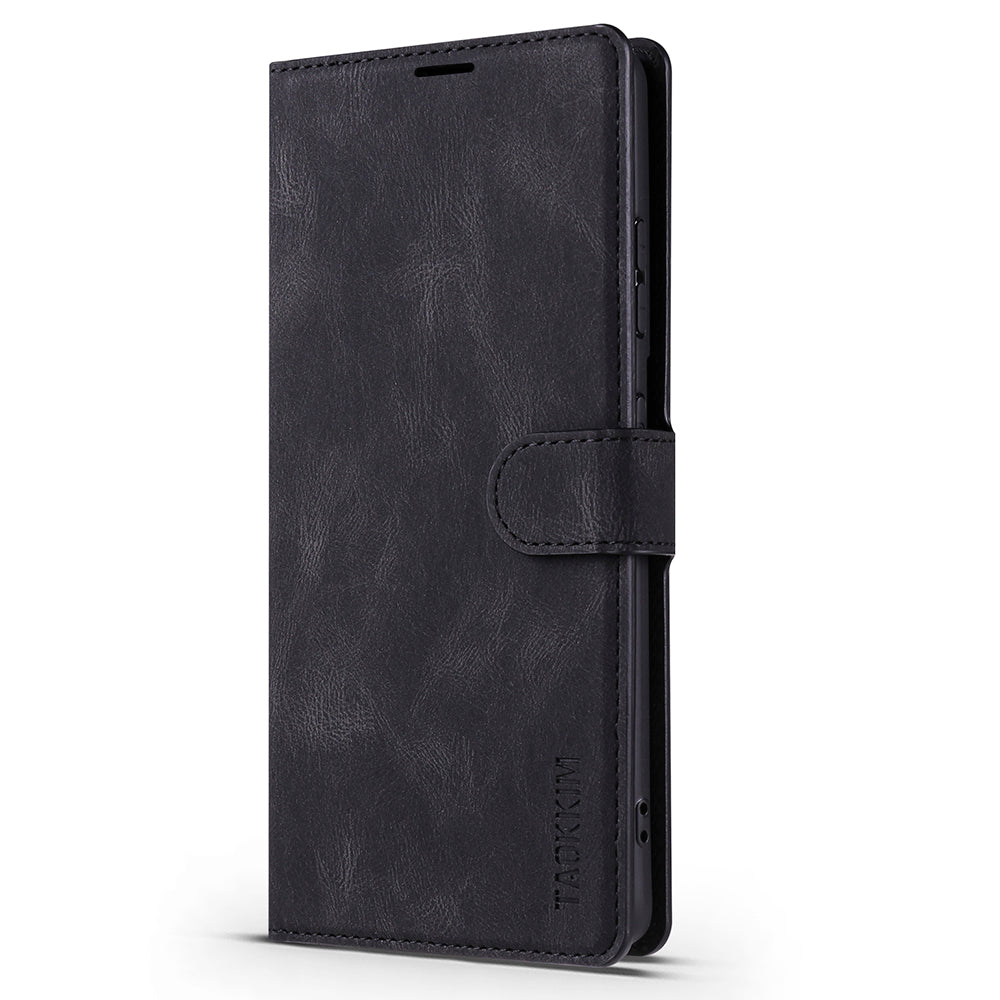 TAOKKIM Protective Leather Wallet Case Drop-resistant Phone Cover with Stand for Samsung Galaxy S20 Ultra - Black