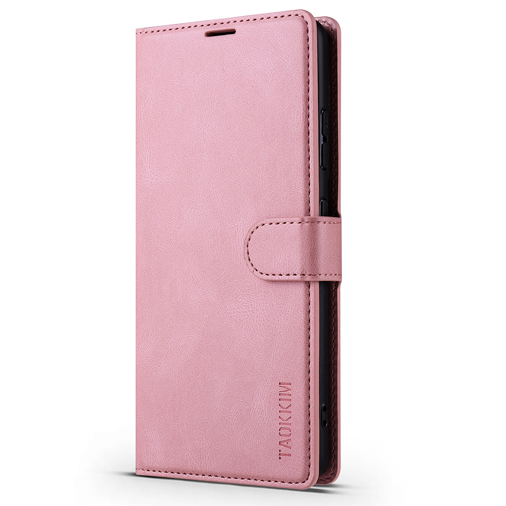 TAOKKIM Protective Leather Wallet Case Drop-resistant Phone Cover with Stand for Samsung Galaxy S20 Ultra - Pink