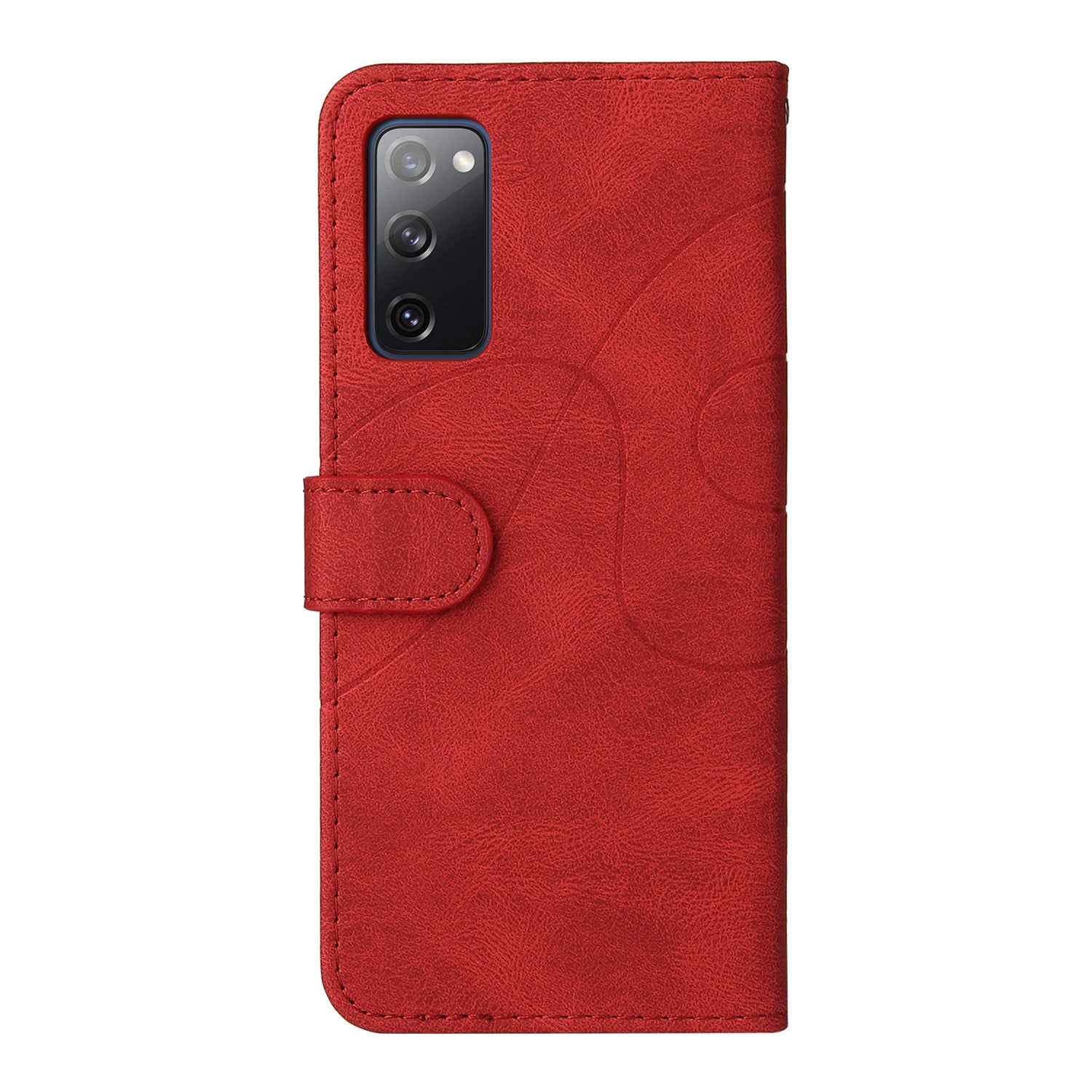 KT Leather Series-1 Bi-color Splicing Design Wallet Stand Leather Shell Cover with Strap for Samsung Galaxy S20 FE 2022/S20 FE 4G/S20 FE 5G/S20 Lite - Red