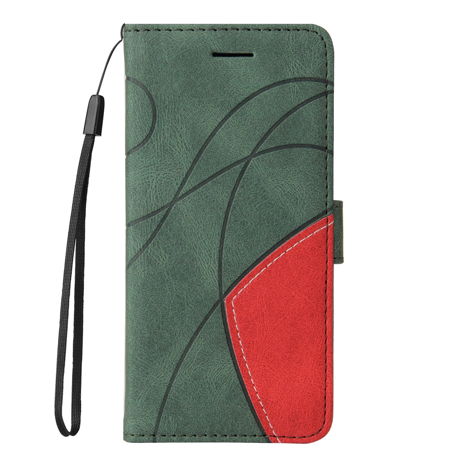 KT Leather Series-1 Bi-color Splicing Design Wallet Stand Leather Shell Cover with Strap for Samsung Galaxy S20 FE 2022/S20 FE 4G/S20 FE 5G/S20 Lite - Green