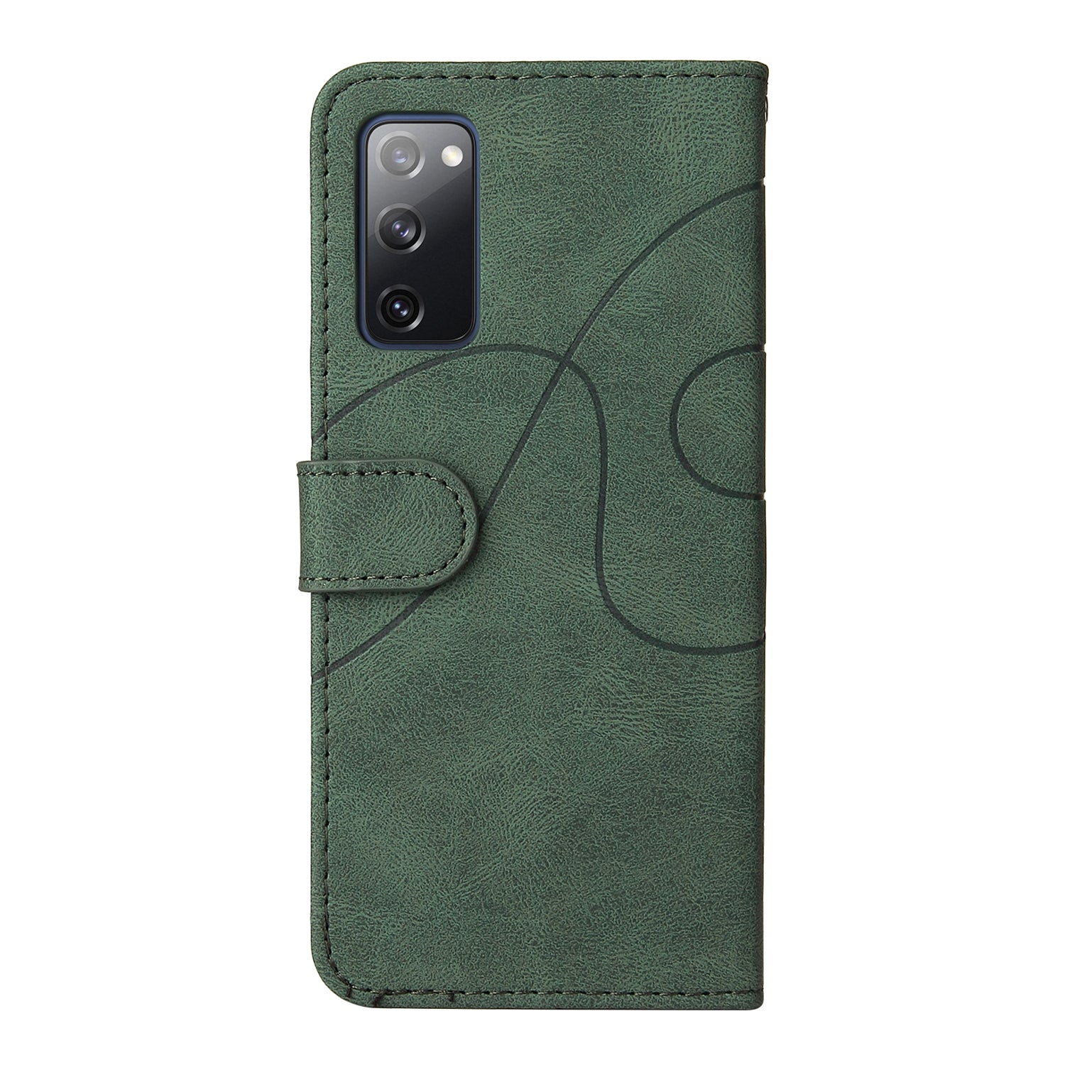 KT Leather Series-1 Bi-color Splicing Design Wallet Stand Leather Shell Cover with Strap for Samsung Galaxy S20 FE 2022/S20 FE 4G/S20 FE 5G/S20 Lite - Green